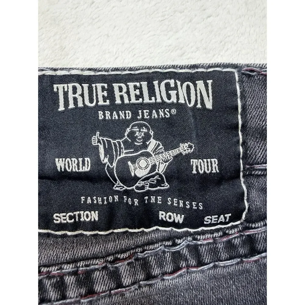 True Religion Ricky Super T Relaxed Straight Jeans Mens SZ 28 Black Denim Y2K